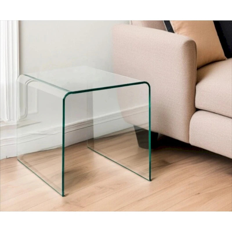 Table d'appoint HomeRoots 21 en verre transparent à bords arrondis - 18' X '21' X '18