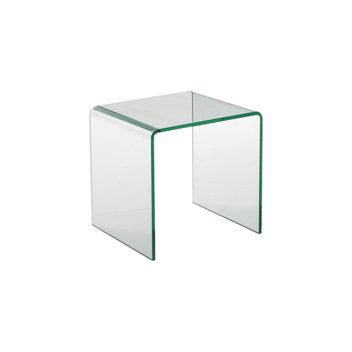Table d'appoint à bords arrondis en verre transparent 21 - 18' X '21' X '18