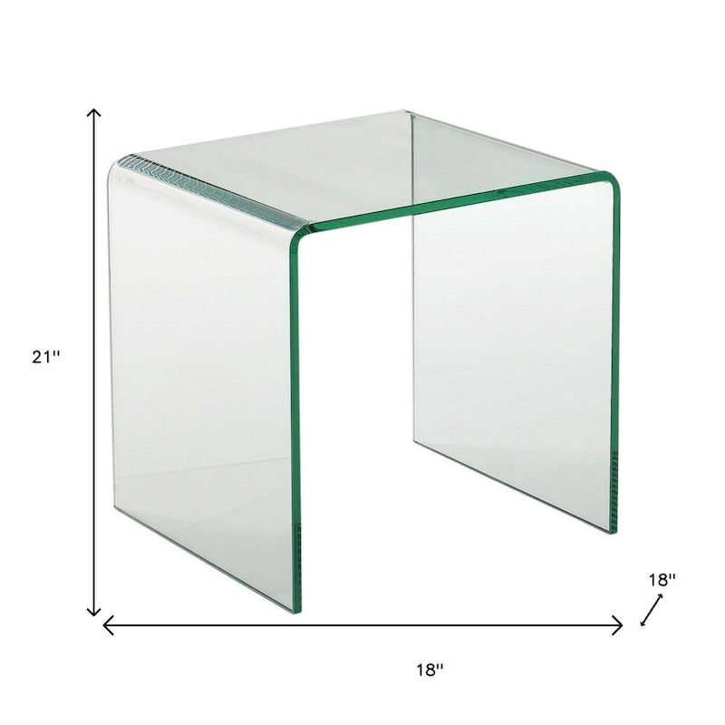 Table d'appoint HomeRoots 21 en verre transparent à bords arrondis - 18' X '21' X '18