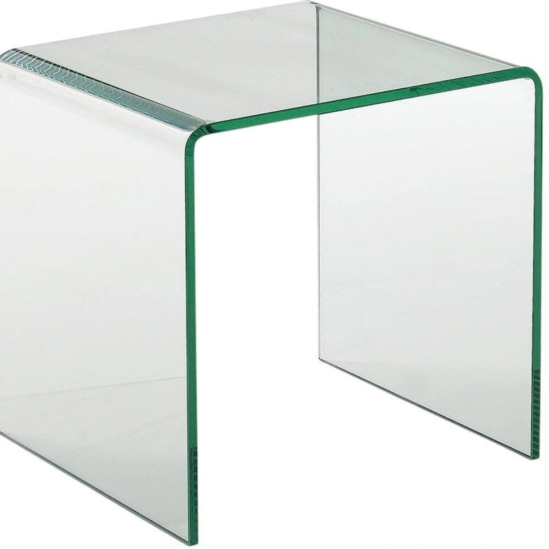 Table d'appoint HomeRoots 21 en verre transparent à bords arrondis - 18' X '21' X '18