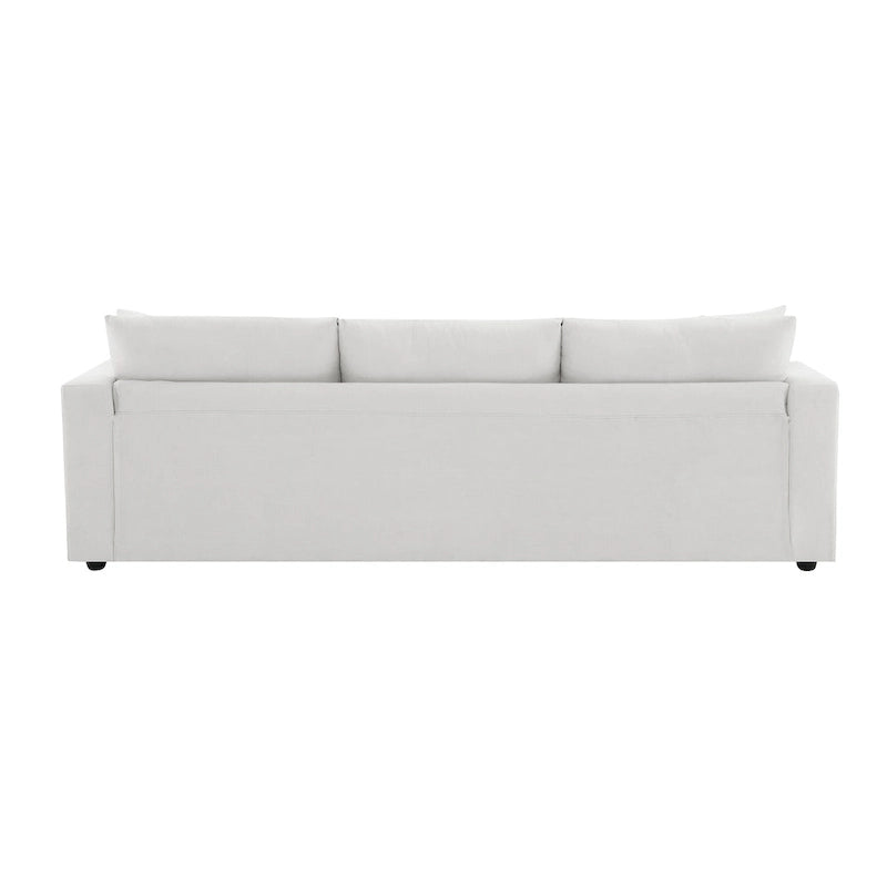 Canapé d'angle en forme de L « Cloud » avec coussins décoratifs, pouf et assise large