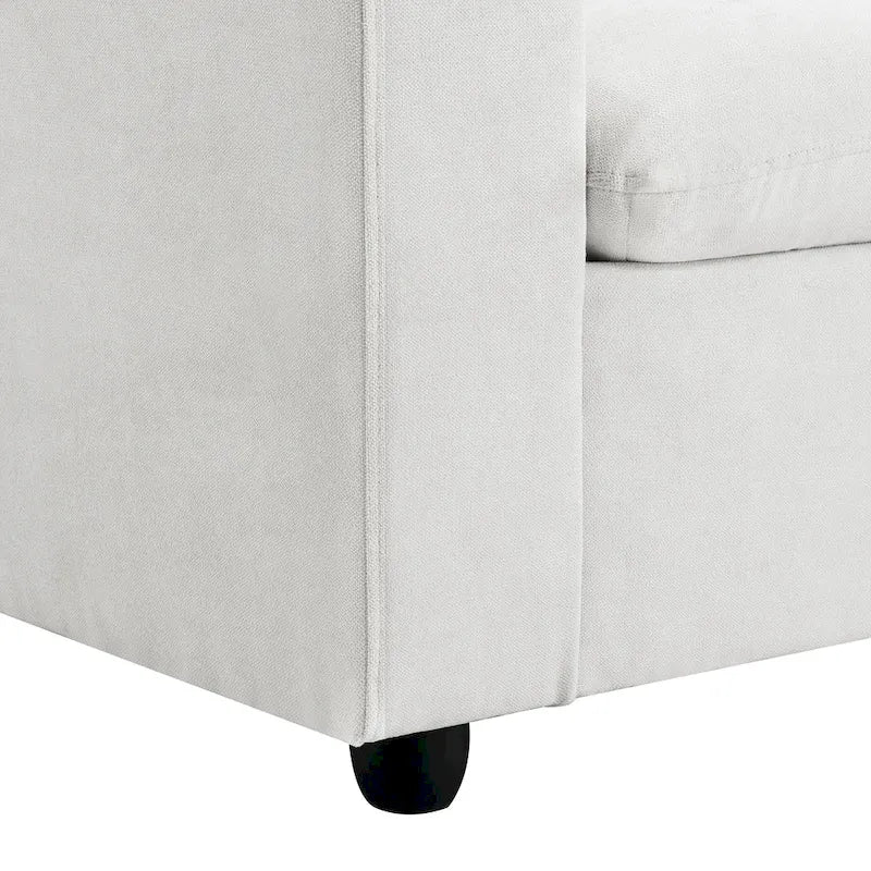 Canapé d'angle en forme de L « Cloud » avec coussins décoratifs, pouf et assise large