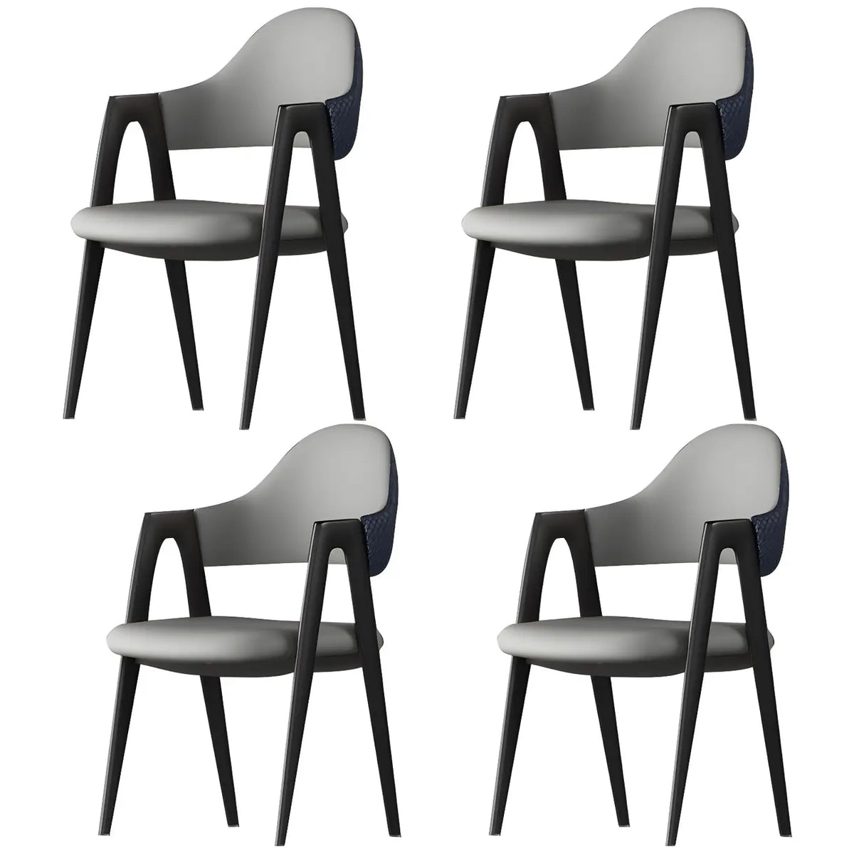 Chaise de salle à manger moderne en cuir à dossier ouvert et incurvé avec accoudoirs