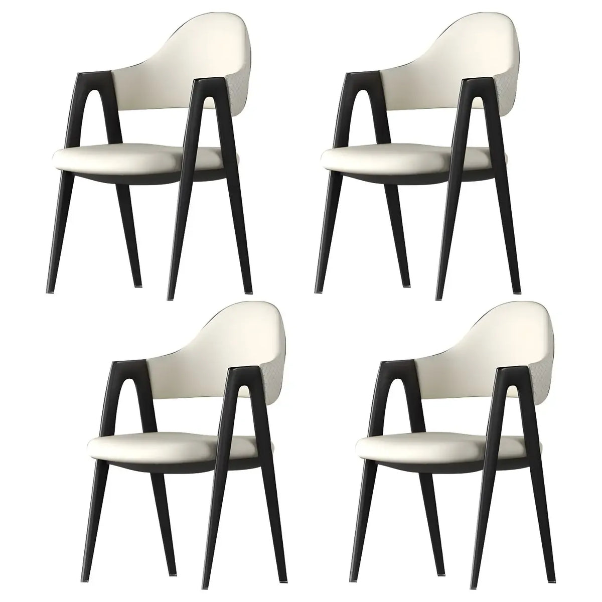 Chaise de salle à manger moderne en cuir à dossier ouvert et incurvé avec accoudoirs