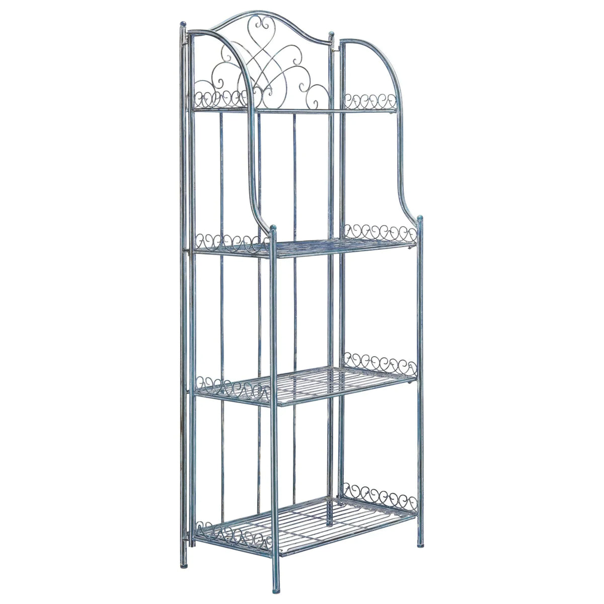 SAFAVIEH Bryn Étagère de boulanger d'extérieur victorienne en fer forgé à 4 niveaux - 63,5 cm l x 38,1 cm P x 160 cm H - 25L x 15P x 63H