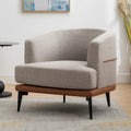 Fauteuil moderne bicolore en tissu, fauteuil rond rembourré pour salon, chambre à coucher, salle de lecture, orange brûlé