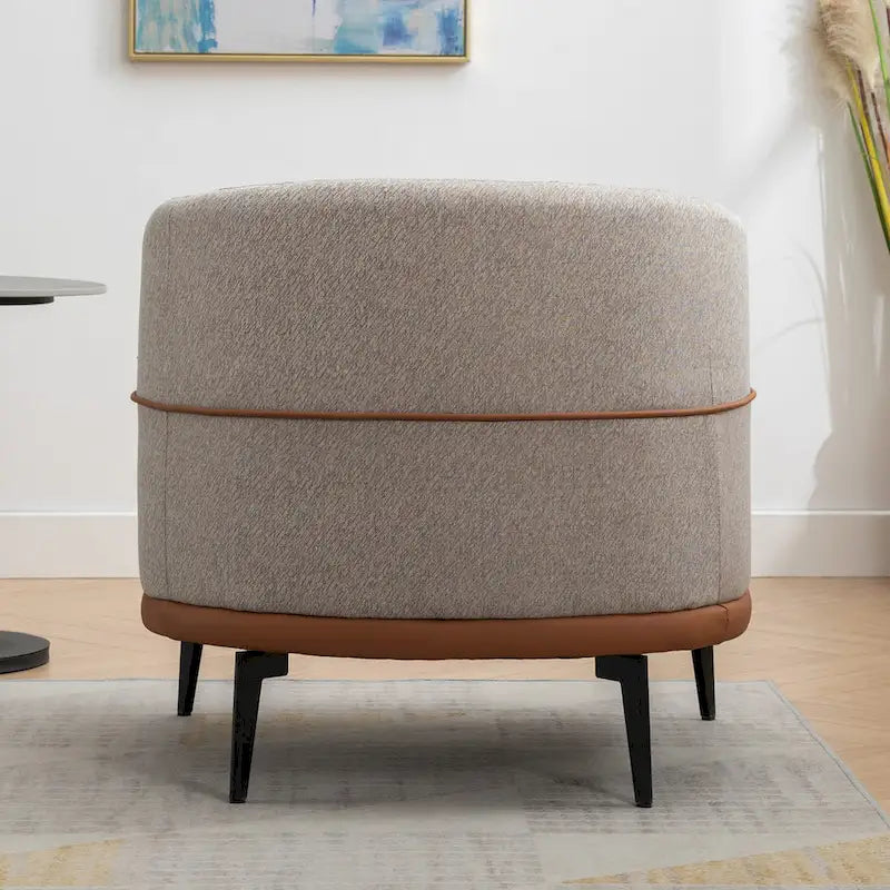 Fauteuil moderne bicolore en tissu, fauteuil rond rembourré pour salon, chambre à coucher, salle de lecture, orange brûlé