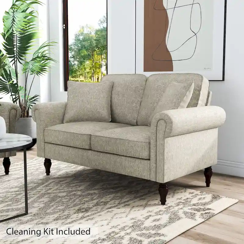 Causeuse en chenille traditionnelle avec plusieurs coussins