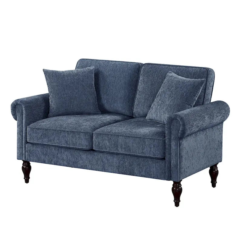Causeuse en chenille traditionnelle avec plusieurs coussins