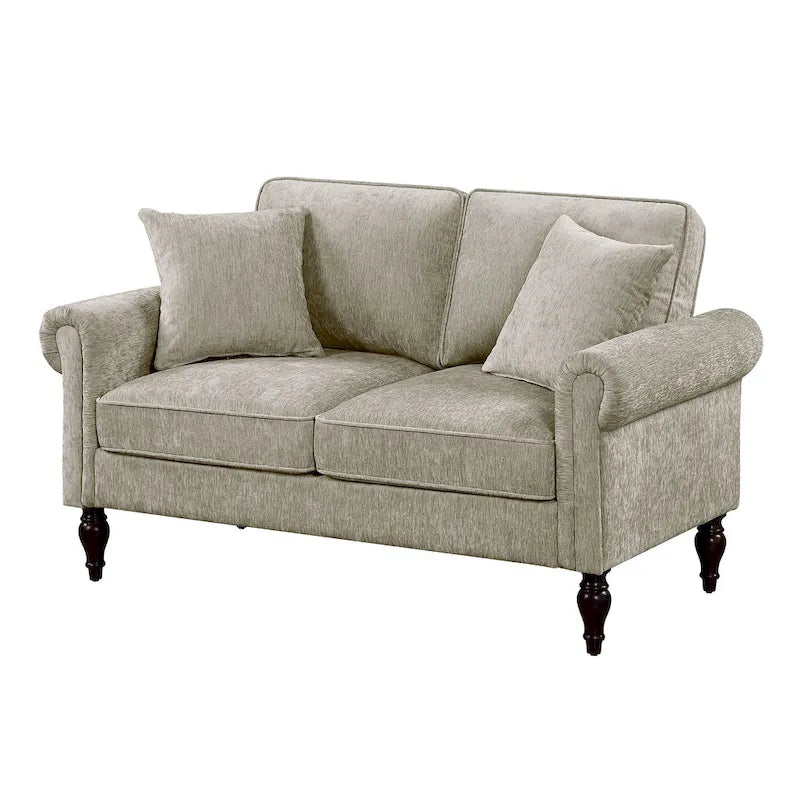 Causeuse en chenille traditionnelle avec plusieurs coussins