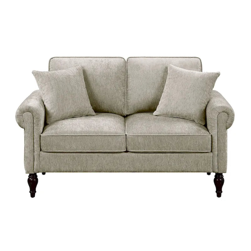Causeuse en chenille traditionnelle avec plusieurs coussins