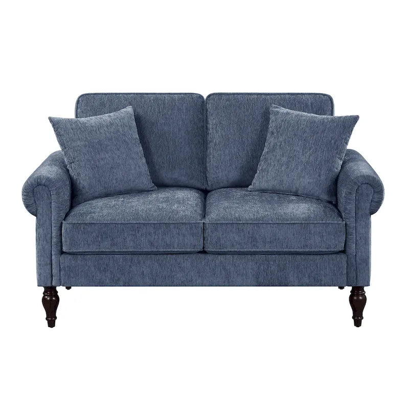 Causeuse en chenille traditionnelle avec plusieurs coussins