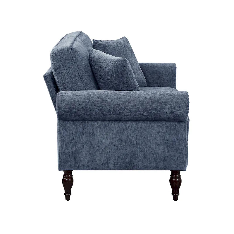 Causeuse en chenille traditionnelle avec plusieurs coussins