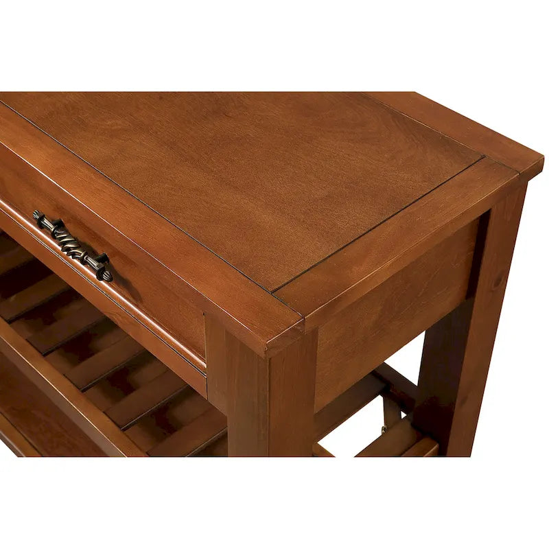 Table console canapé de style Mid-Century, buffet/crédence en bois massif avec 2 tiroirs de rangement et 2 étagères