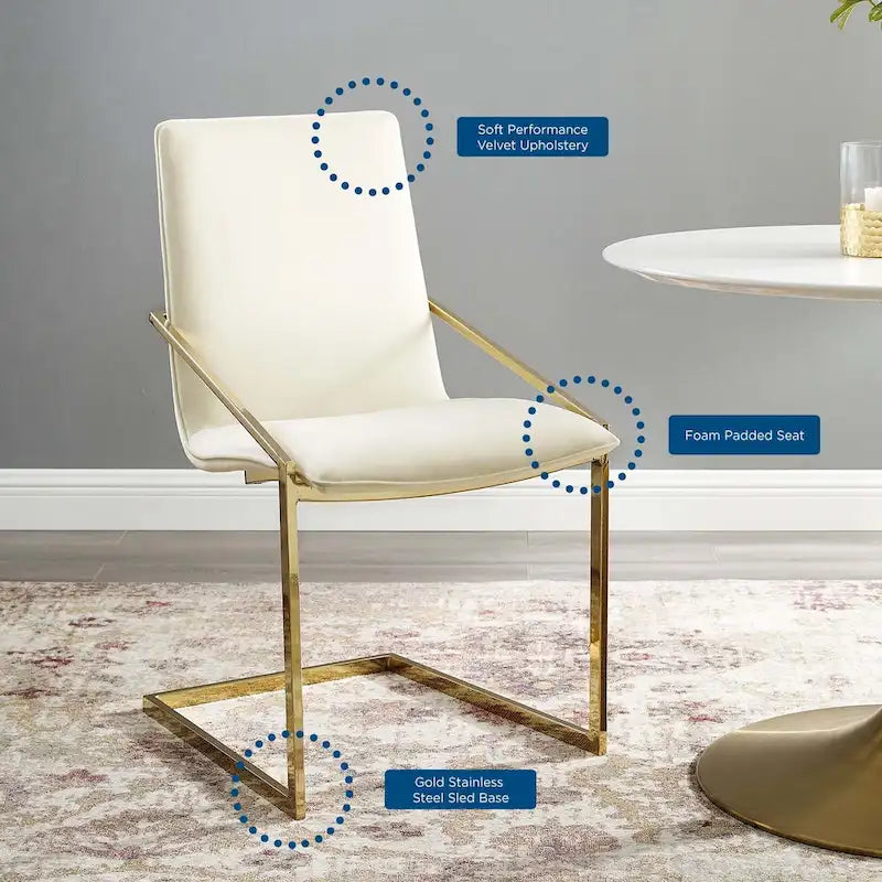 Fauteuil de salle à manger en velours Wlach