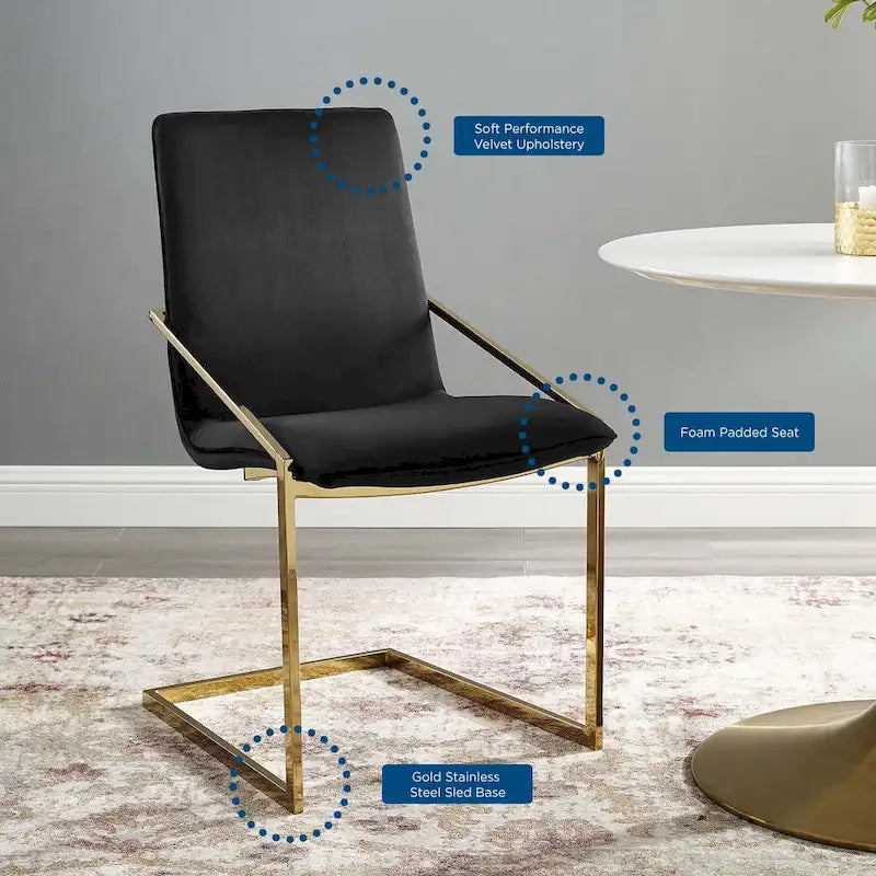 Fauteuil de salle à manger en velours Wlach
