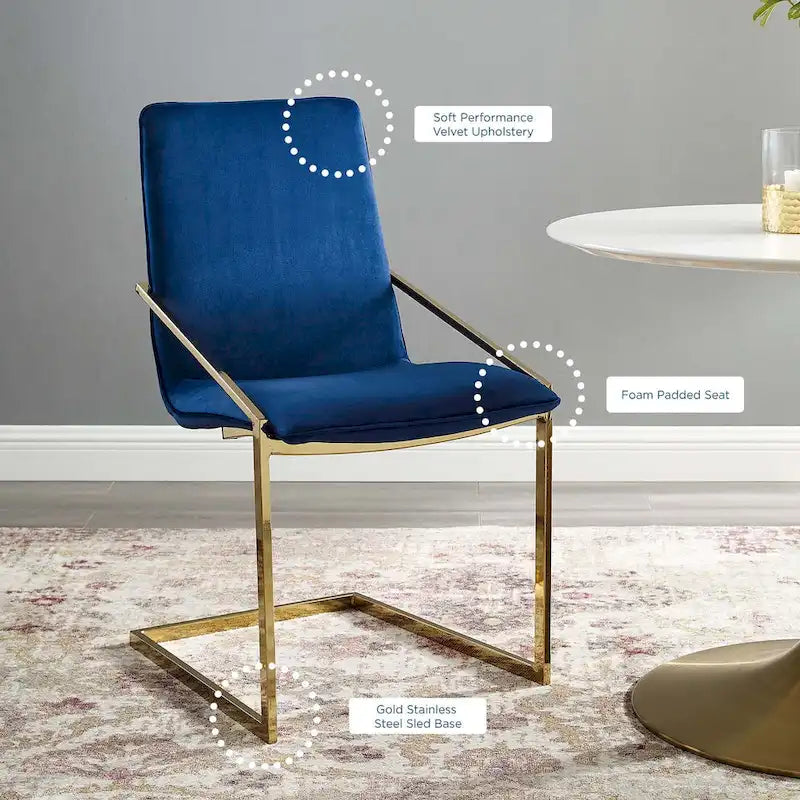 Fauteuil de salle à manger en velours Wlach