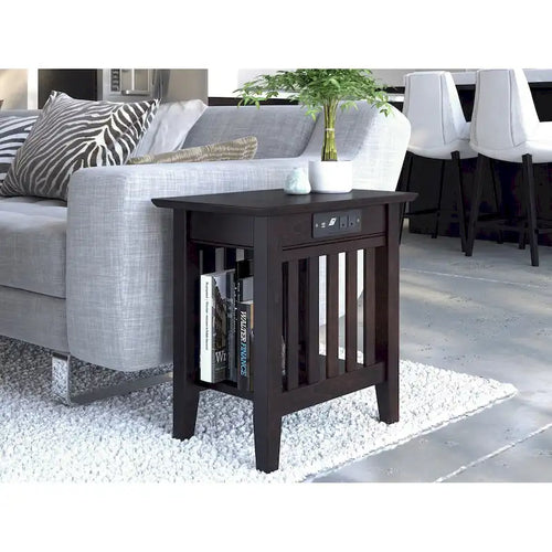 AFI Mission Chair Side Table with Charging Station