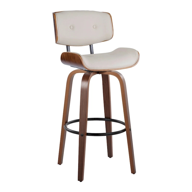 Tabouret de bar Leksand 30 à hauteur fixe avec pieds en bois courbé (lot de 2)