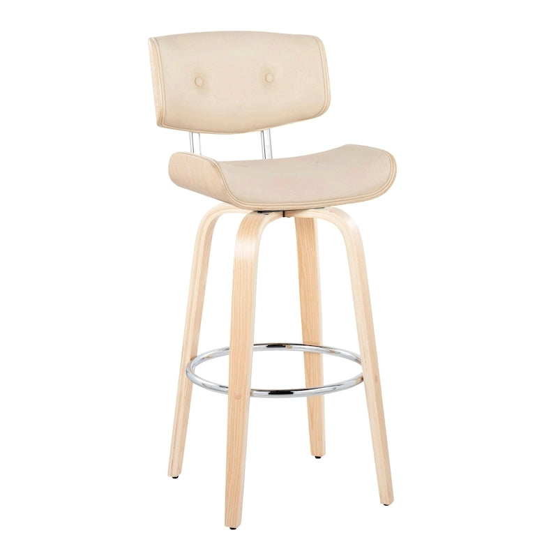 Tabouret de bar Leksand 30 à hauteur fixe avec pieds en bois courbé (lot de 2)