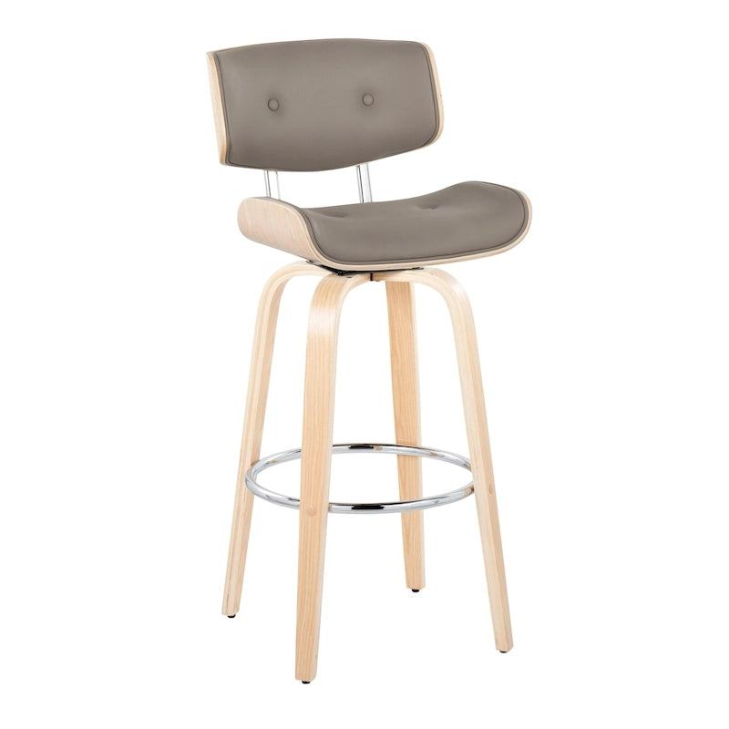 Tabouret de bar Leksand 30 à hauteur fixe avec pieds en bois courbé (lot de 2)