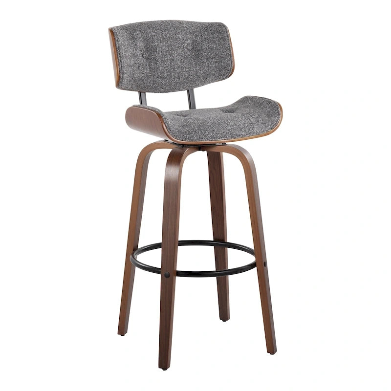 Tabouret de bar Leksand 30 à hauteur fixe avec pieds en bois courbé (lot de 2)