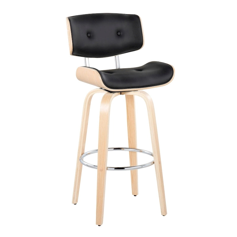 Tabouret de bar Leksand 30 à hauteur fixe avec pieds en bois courbé (lot de 2)
