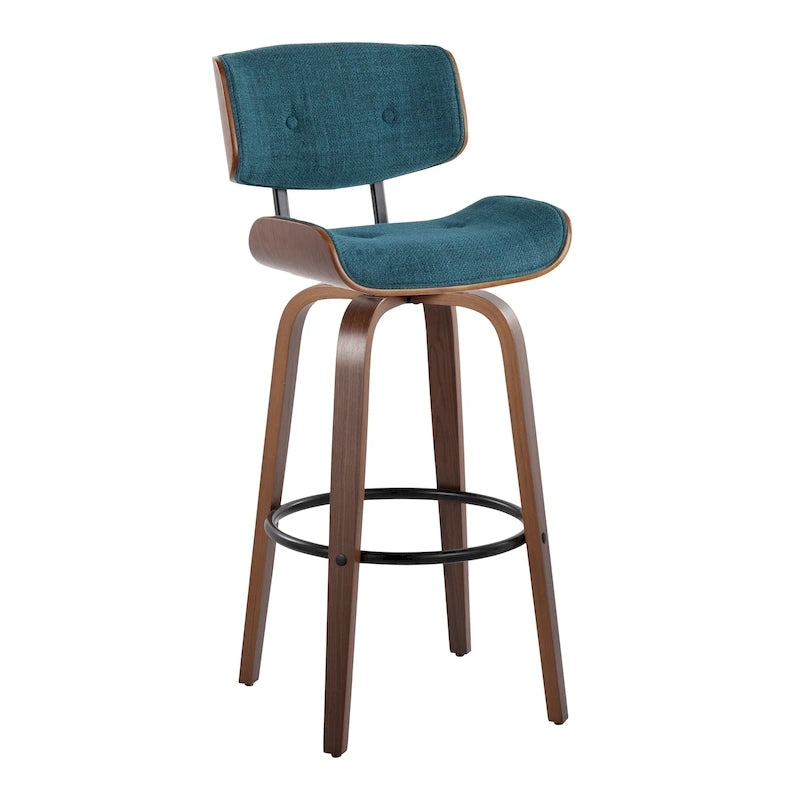 Tabouret de bar Leksand 30 à hauteur fixe avec pieds en bois courbé (lot de 2)