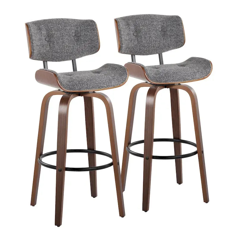 Tabouret de bar Leksand 30 à hauteur fixe avec pieds en bois courbé (lot de 2)
