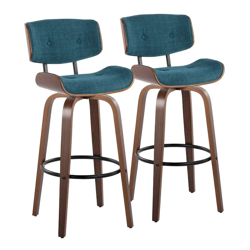 Tabouret de bar Leksand 30 à hauteur fixe avec pieds en bois courbé (lot de 2)