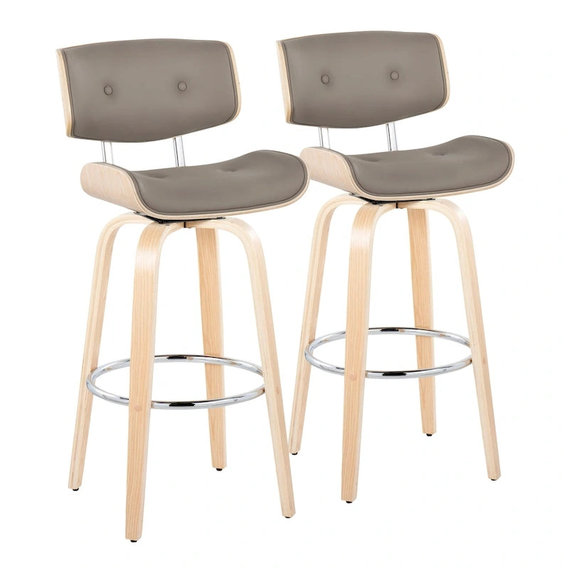 Tabouret de bar Leksand 30 à hauteur fixe avec pieds en bois courbé (lot de 2)