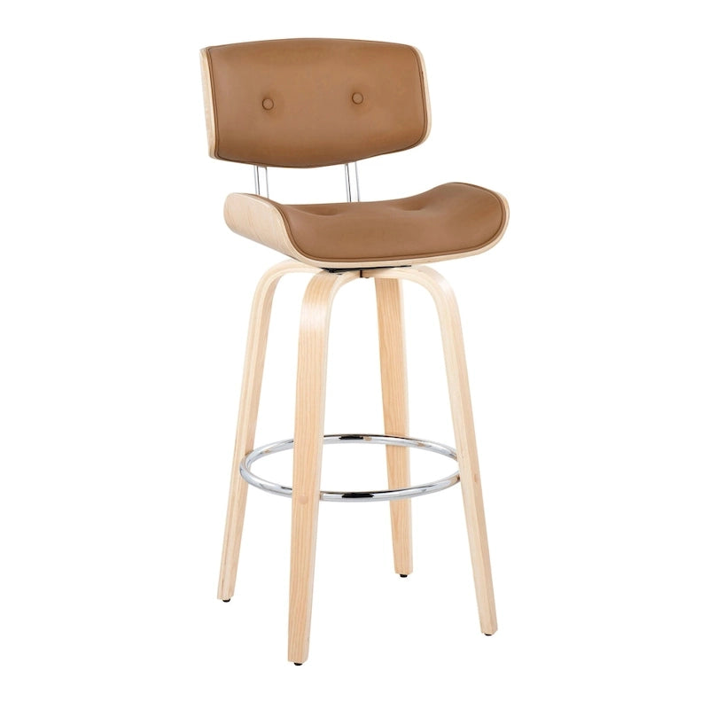 Tabouret de bar Leksand 30 à hauteur fixe avec pieds en bois courbé (lot de 2)