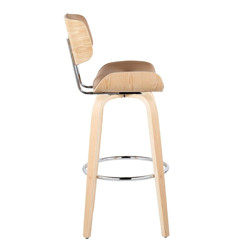 Tabouret de bar Leksand 30 à hauteur fixe avec pieds en bois courbé (lot de 2)