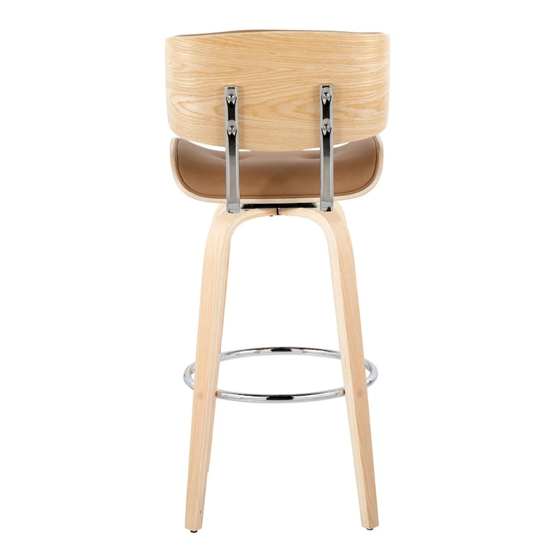 Tabouret de bar Leksand 30 à hauteur fixe avec pieds en bois courbé (lot de 2)