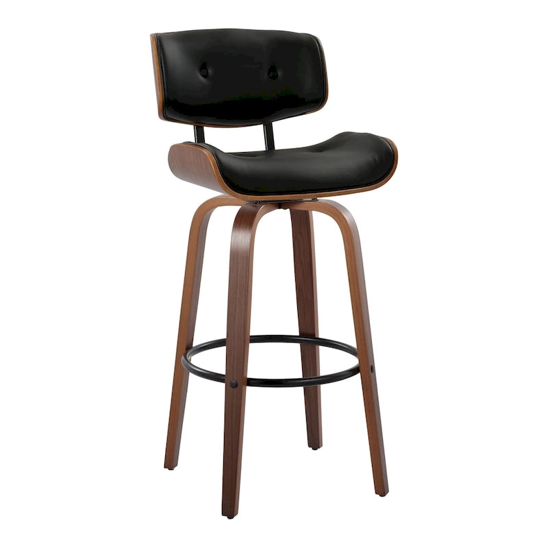 Tabouret de bar Leksand 30 à hauteur fixe avec pieds en bois courbé (lot de 2)