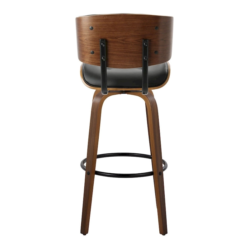 Tabouret de bar Leksand 30 à hauteur fixe avec pieds en bois courbé (lot de 2)