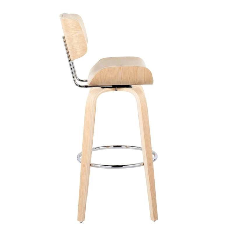 Tabouret de bar Leksand 30 à hauteur fixe avec pieds en bois courbé (lot de 2)