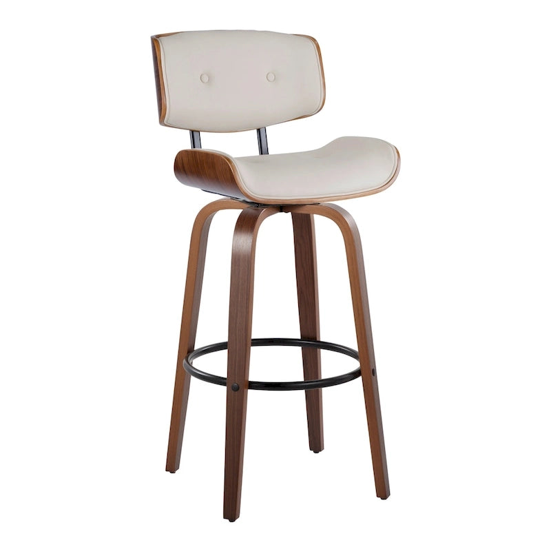 Tabouret de bar Leksand 30 à hauteur fixe avec pieds en bois courbé (lot de 2)