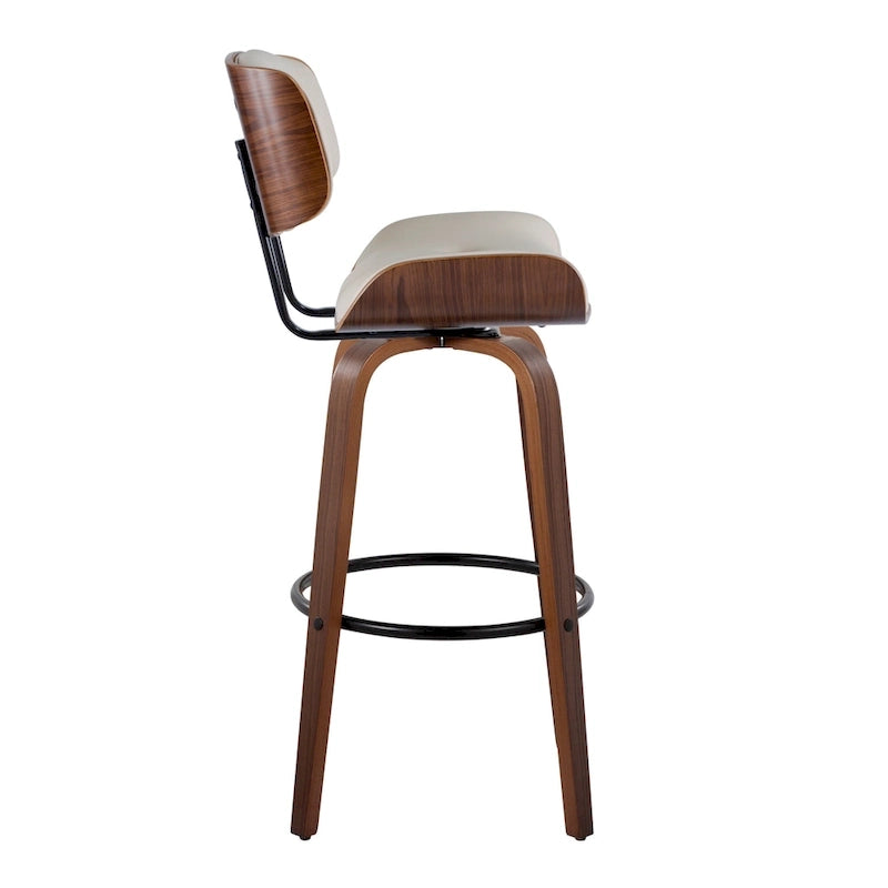Tabouret de bar Leksand 30 à hauteur fixe avec pieds en bois courbé (lot de 2)
