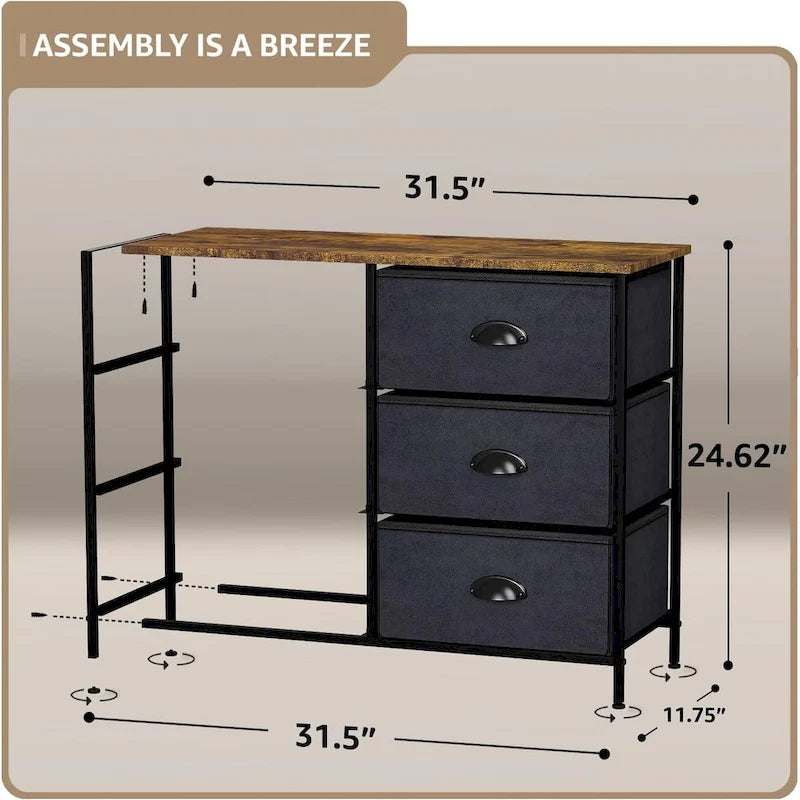 Petite commode à 6 tiroirs – Étagère supérieure de style rustique en bois