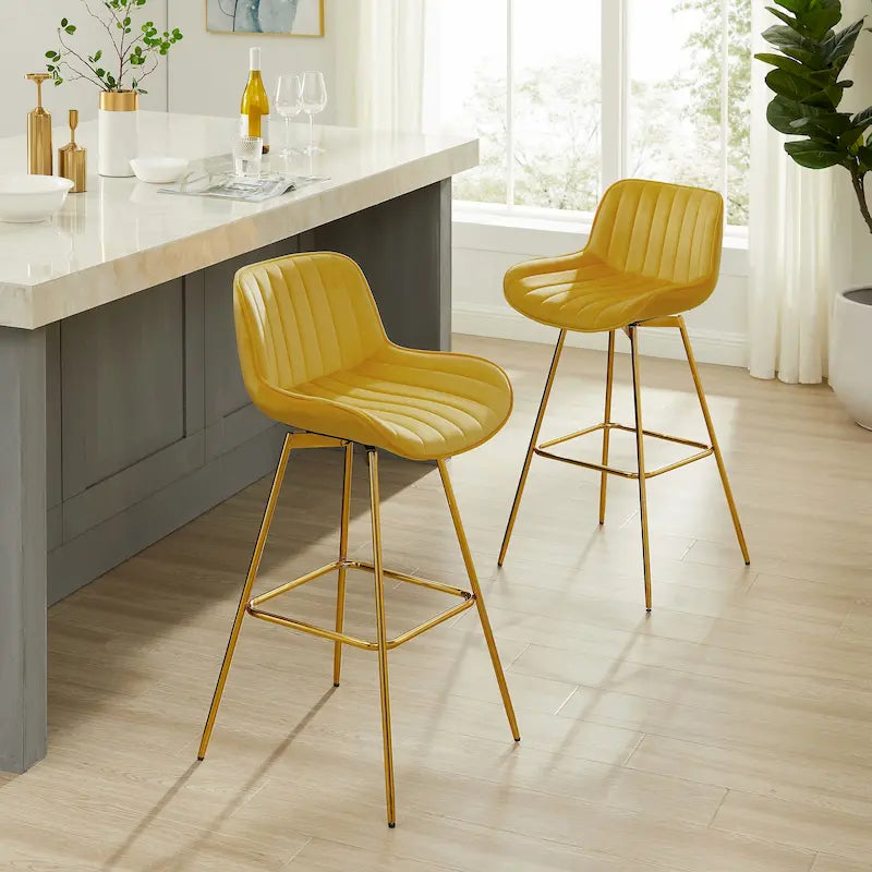 Tabourets de Bar Pivotants en Velours Art Leon (lot de 2)