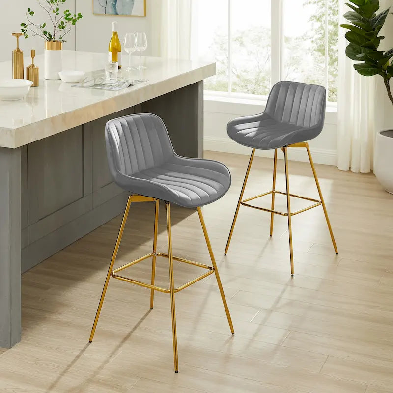 Tabourets de Bar Pivotants en Velours Art Leon (lot de 2)