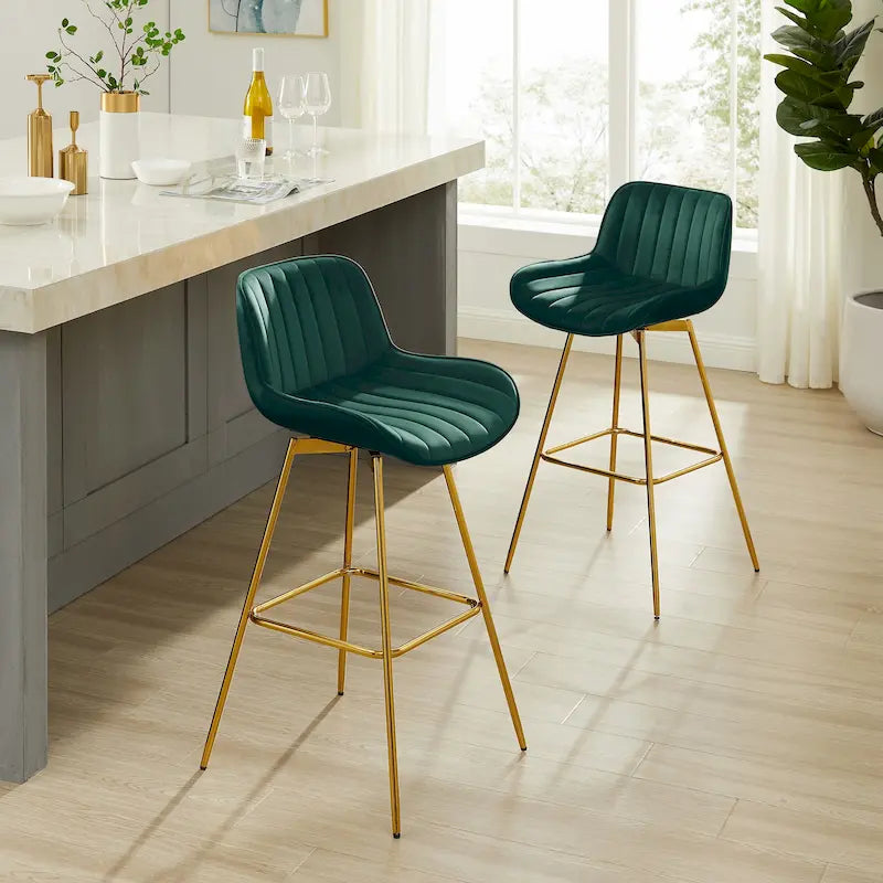 Tabourets de Bar Pivotants en Velours Art Leon (lot de 2)