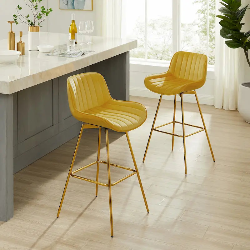 Tabourets de Bar Pivotants en Velours Art Leon (lot de 2)
