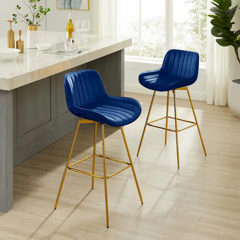 Tabourets de Bar Pivotants en Velours Art Leon (lot de 2)