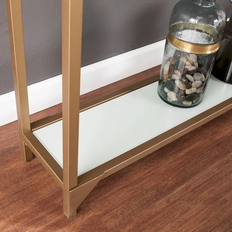 Console étroite Grant avec étagère en verre