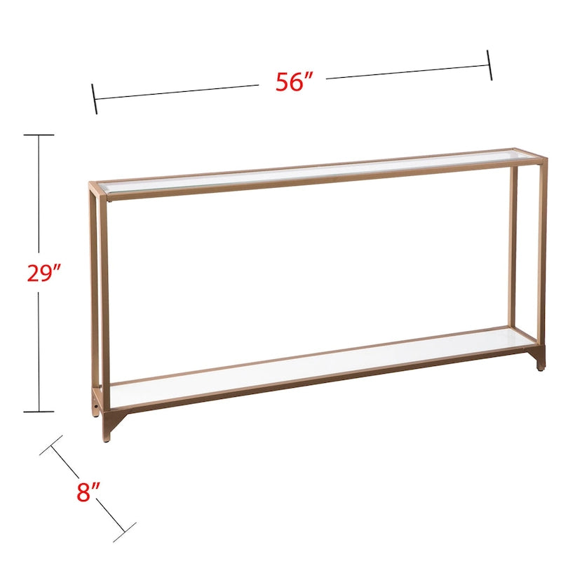 Console étroite Grant avec étagère en verre