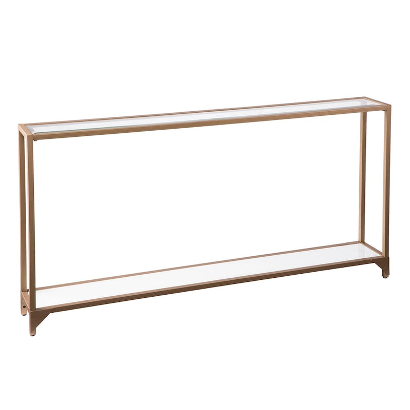 Console étroite Grant avec étagère en verre