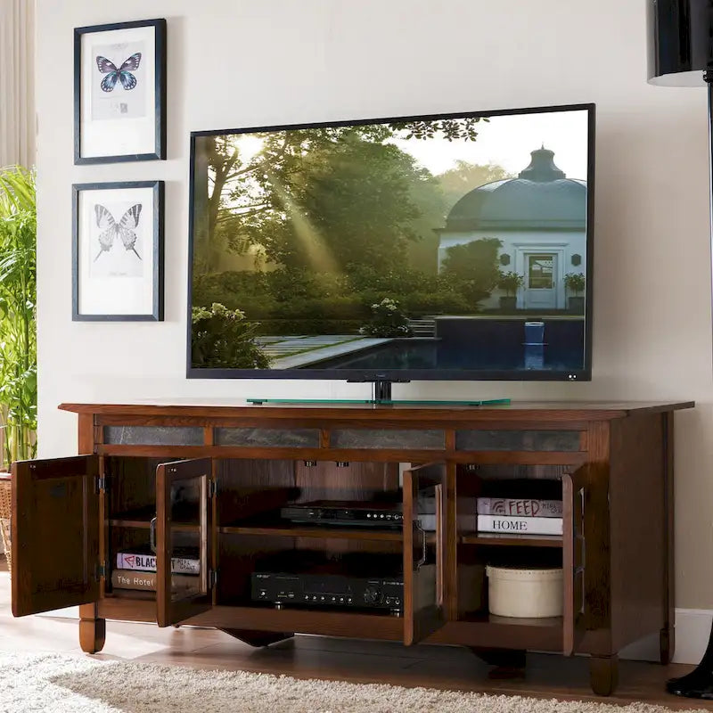  Rustic Oak Enclosed Storage TV Stand