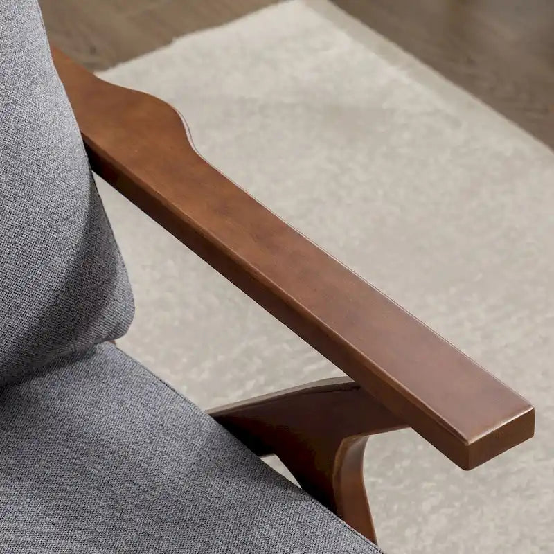 Fauteuil d'appoint Ebello rembourré en cuir avec cadre en bois massif et coussins amovibles